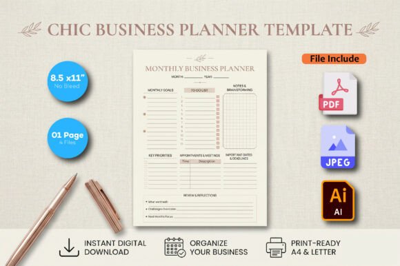 Chic Business Planner Template: Elevate Your Productivity with Elegant Organization